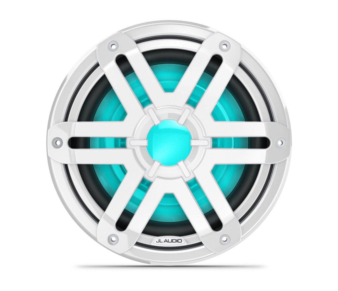 JL Audio M200 subwoofer náutico, 10″ con LED y rejilla deportiva de color blanco