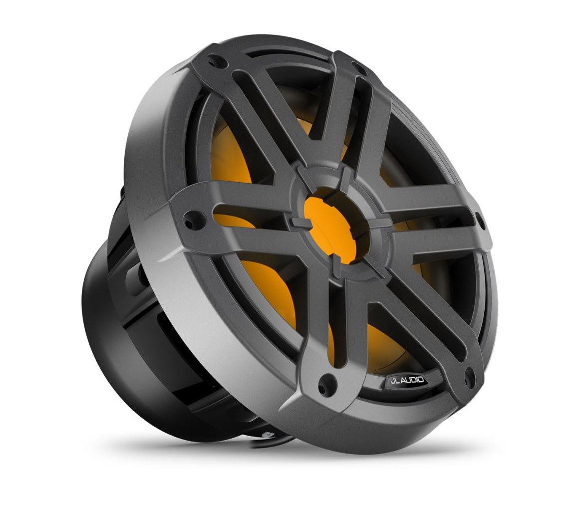 JL Audio M200 subwoofer náutico, 10″ con LED y rejilla deportiva de color gris