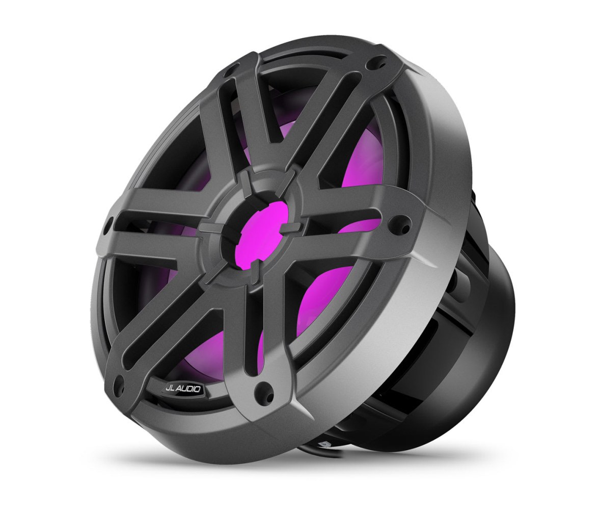 JL Audio M200 subwoofer náutico, 10″ con LED y rejilla deportiva de color gris