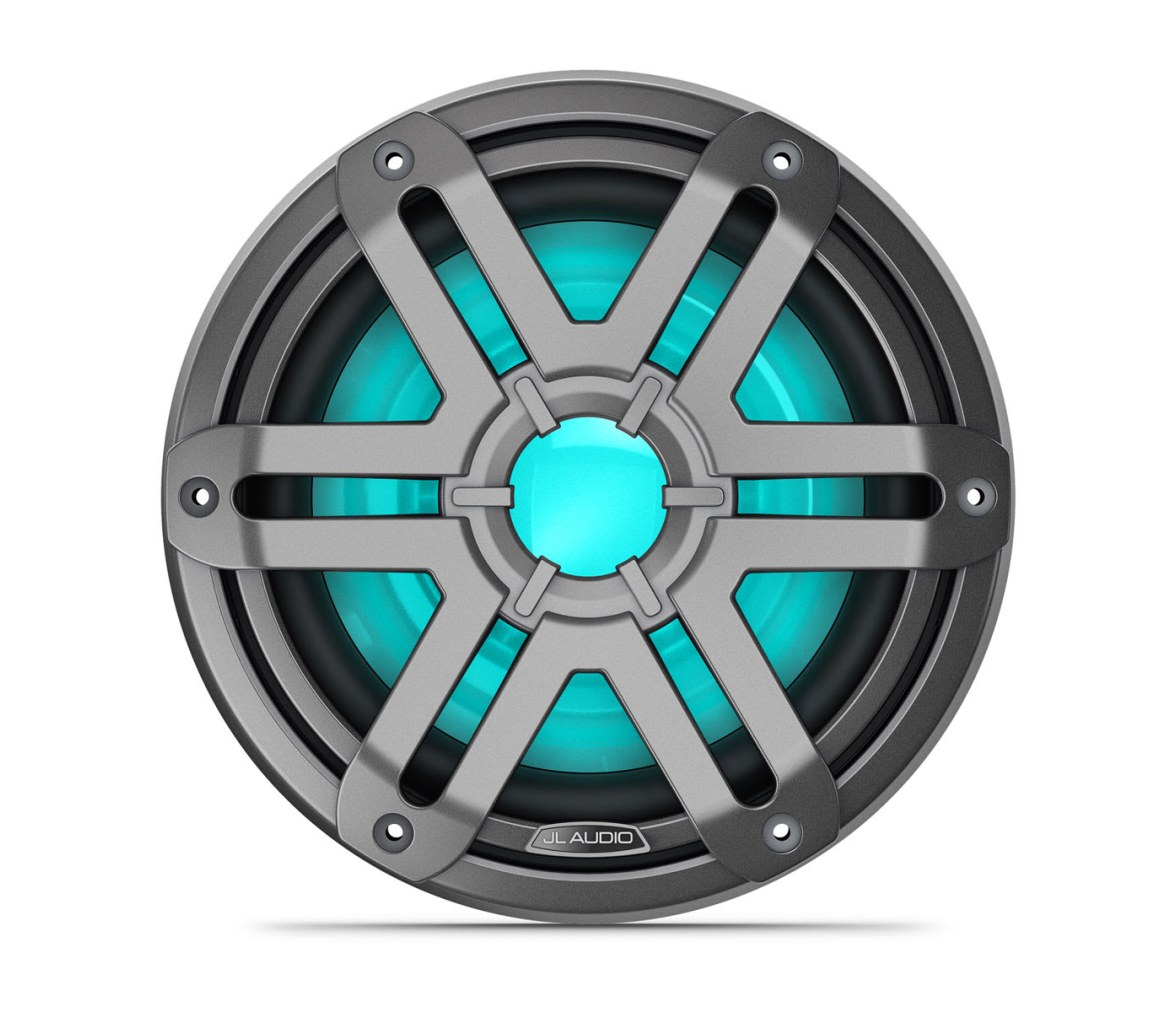 JL Audio M200 subwoofer náutico, 10″ con LED y rejilla deportiva de color gris