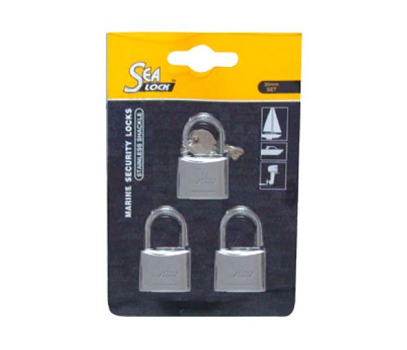 Juego de 3 Candados Sea Lock 30mm misma Llave