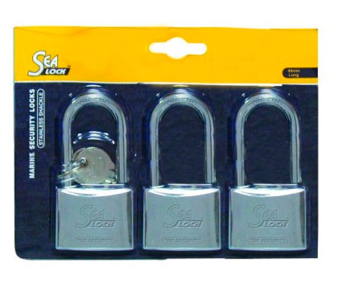 Juego de 3 Candados Sea Lock Asa Larga 30mm misma Llave