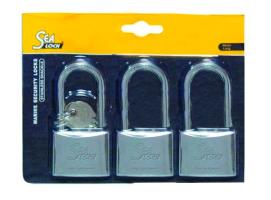 Set of 3 Padlocks Sea Lock Long Shackle 30mm with Joint Key