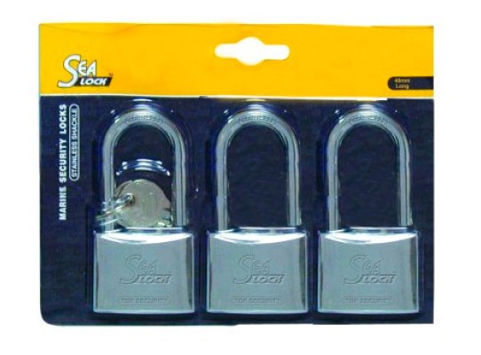 Juego de 3 Candados Sea Lock Asa Larga 30mm misma Llave
