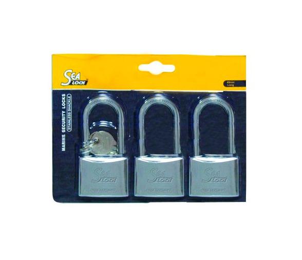Juego de 3 Candados Sea Lock Asa Larga 30mm misma Llave