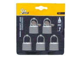 Set of 5 Padlocks Sea Lock 30mm with Joint Key