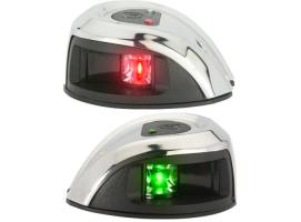 Red-Green LED Stainless Steel Bow Light - Pair