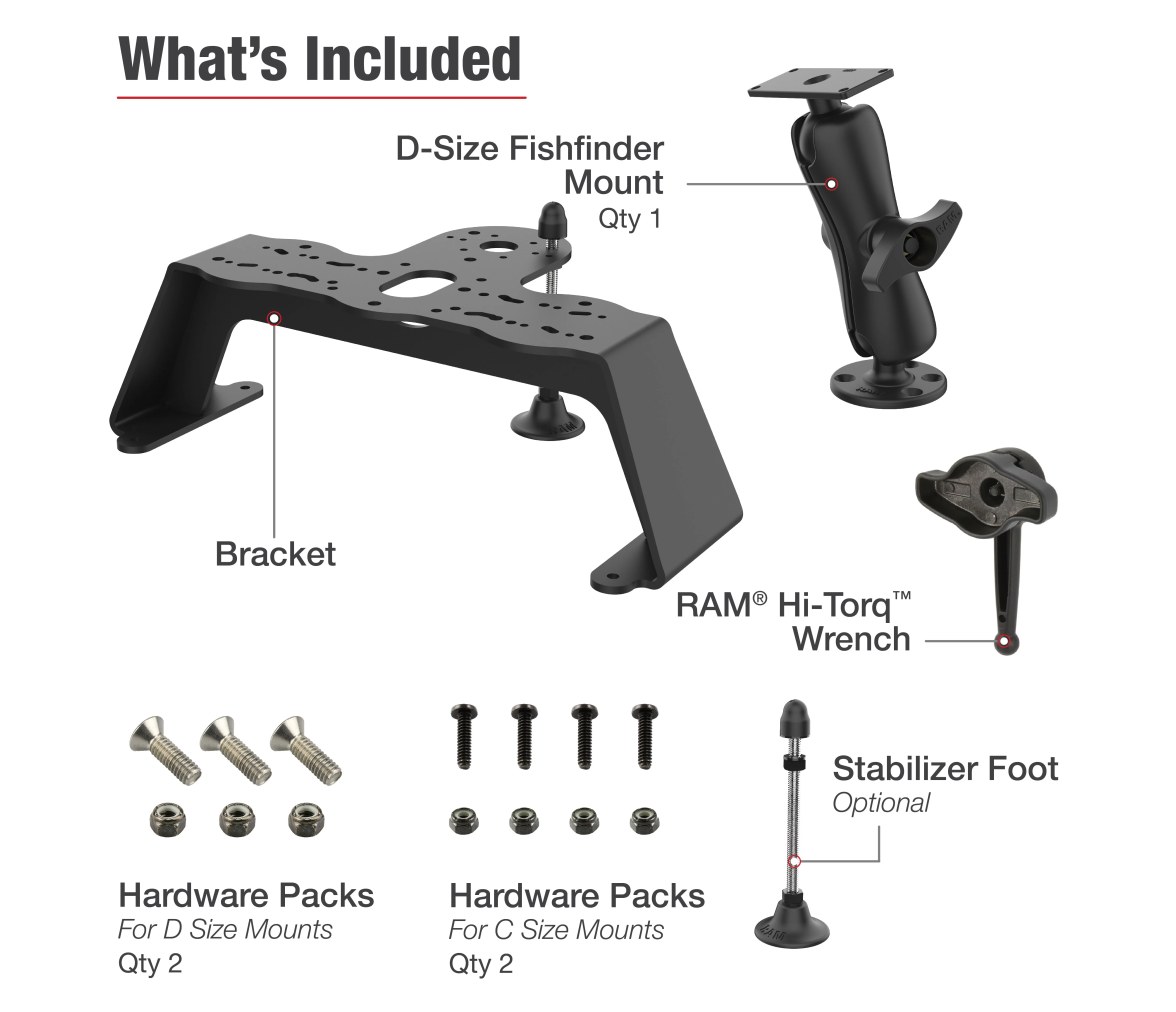 Kit de montaje para Fish Finder en cubierta con Humminbird Helix 8-10 y montura