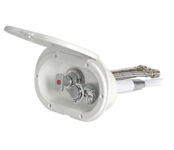 Kit Ducha con Mezclador Ovalado Blanco