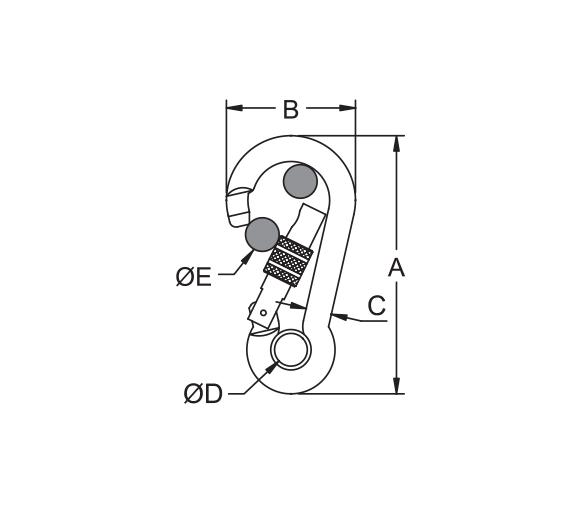 Kong Mosquetón Bombero Acero Inoxidable Seguro de Rosca y Ojal