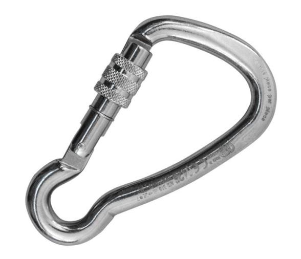 Kong Mosquetón en acero inoxidable asimétrico Seguro de Rosca