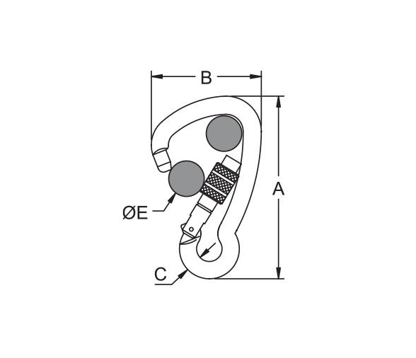 Kong Mosquetón en acero inoxidable asimétrico Seguro de Rosca