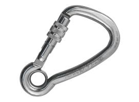 Kong Mosquetón en acero inoxidable asimétrico Seguro de Rosca con Ojal