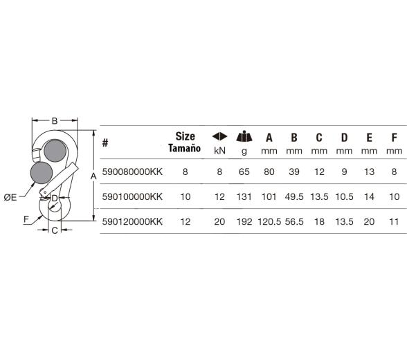 Kong Mosqueton Bombero Inox con Apertura Lateral