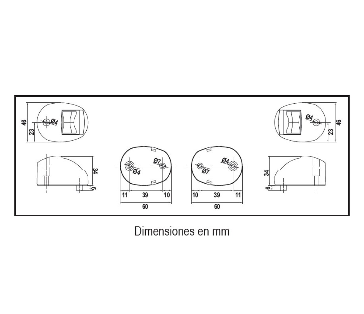 Lalizas Luces Babor-Estribor Montaje Cubierta FOS LED 12