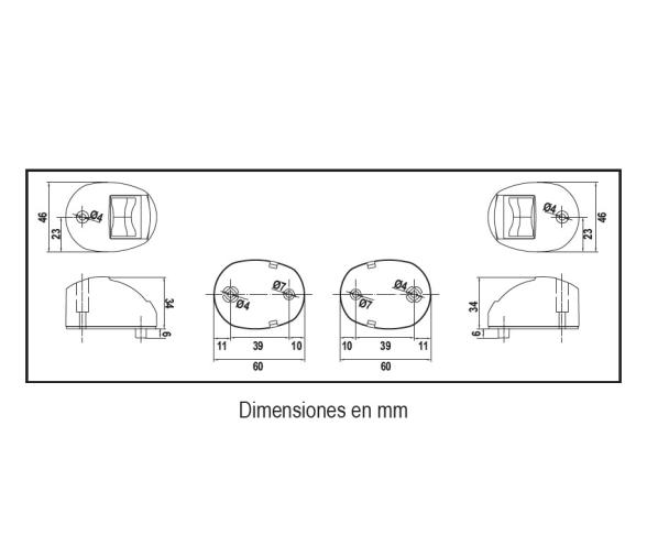 Lalizas Luces Babor-Estribor Montaje Cubierta FOS LED 12