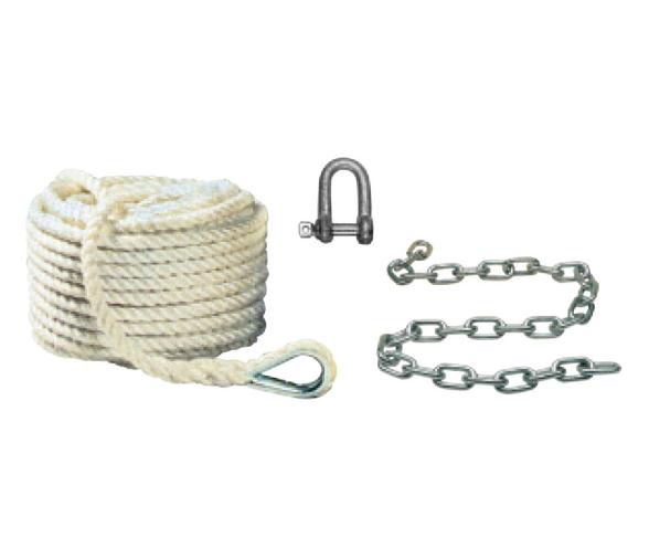 Linea de Fondeo Cabo 10mm 30MT - Cadena 6mm 10MT