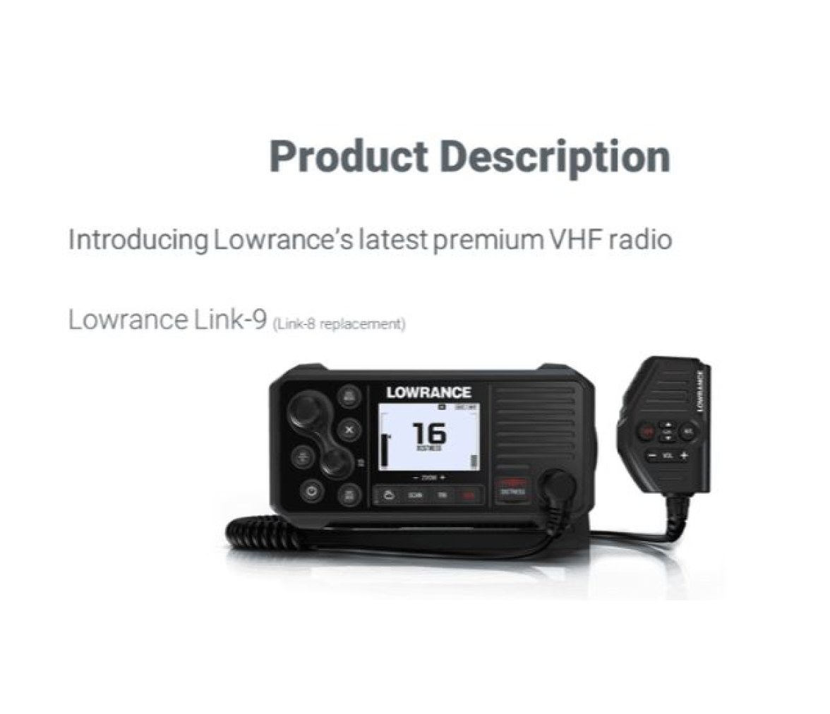 Lowrance LINK-9 Radio VHF Marina con DSC y AIS Recibida