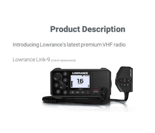 Lowrance LINK-9 Radio VHF Marina con DSC y AIS Recibida