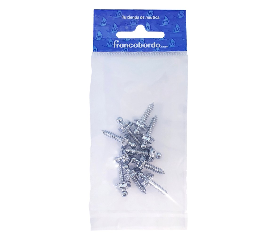 LOXX Broche Macho Laton Cromado-10 Piezas