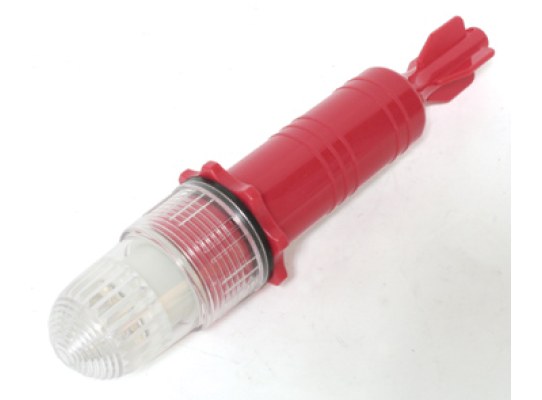 Flashing led light with photocell, Torpedo 1, red colour, 2 batteries size D