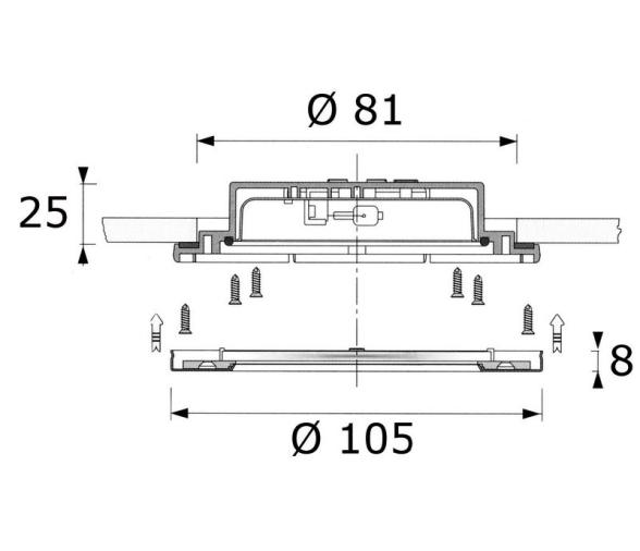 Luz de Techo Redonda para Montaje Empotrado