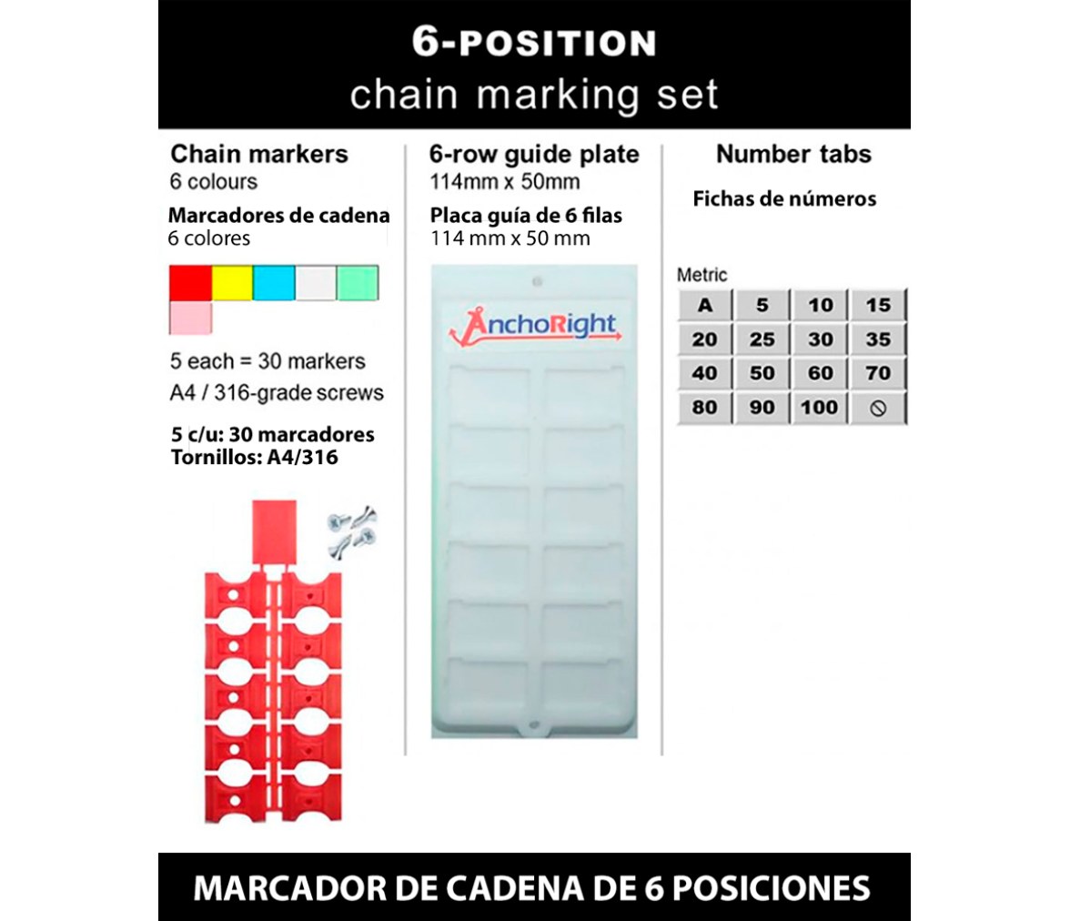 Marcador de Cadena Anchoright Kit 6 colores