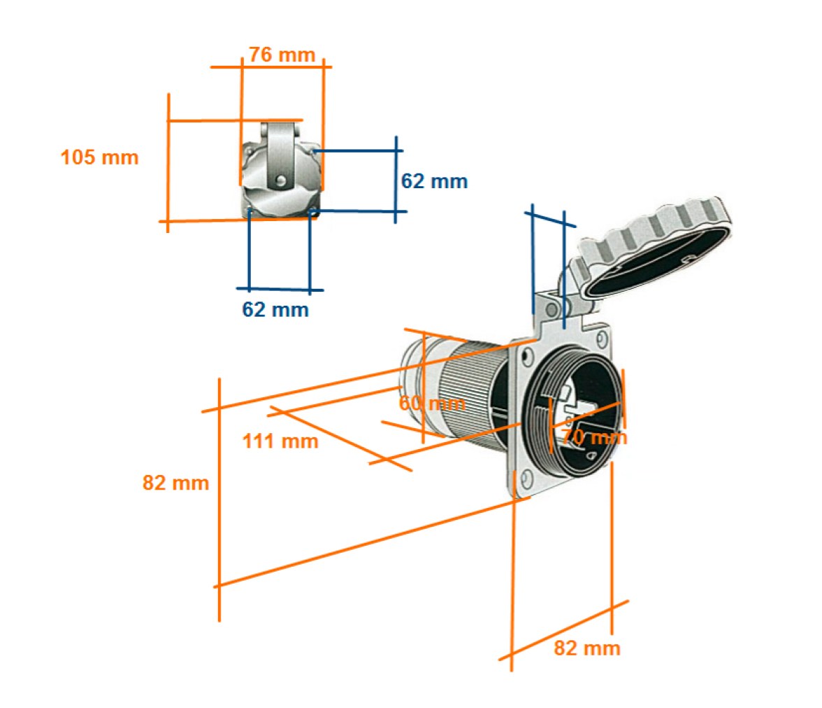 Marinco Enchufe Macho Bipolar con 3 hilos 63A