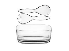 Marine Business Ensaladera Cuadrada + Cubiertos Happy Clear