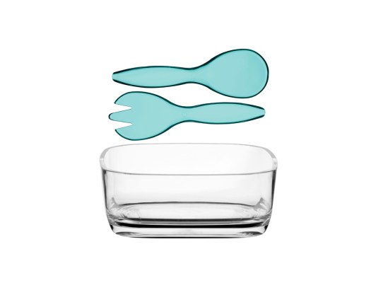 Marine Business Ensaladera Cuadrada + Cubiertos Happy Turquoise