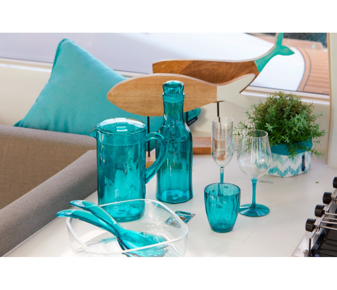 Marine Business Ensaladera Cuadrada + Cubiertos Happy Clear