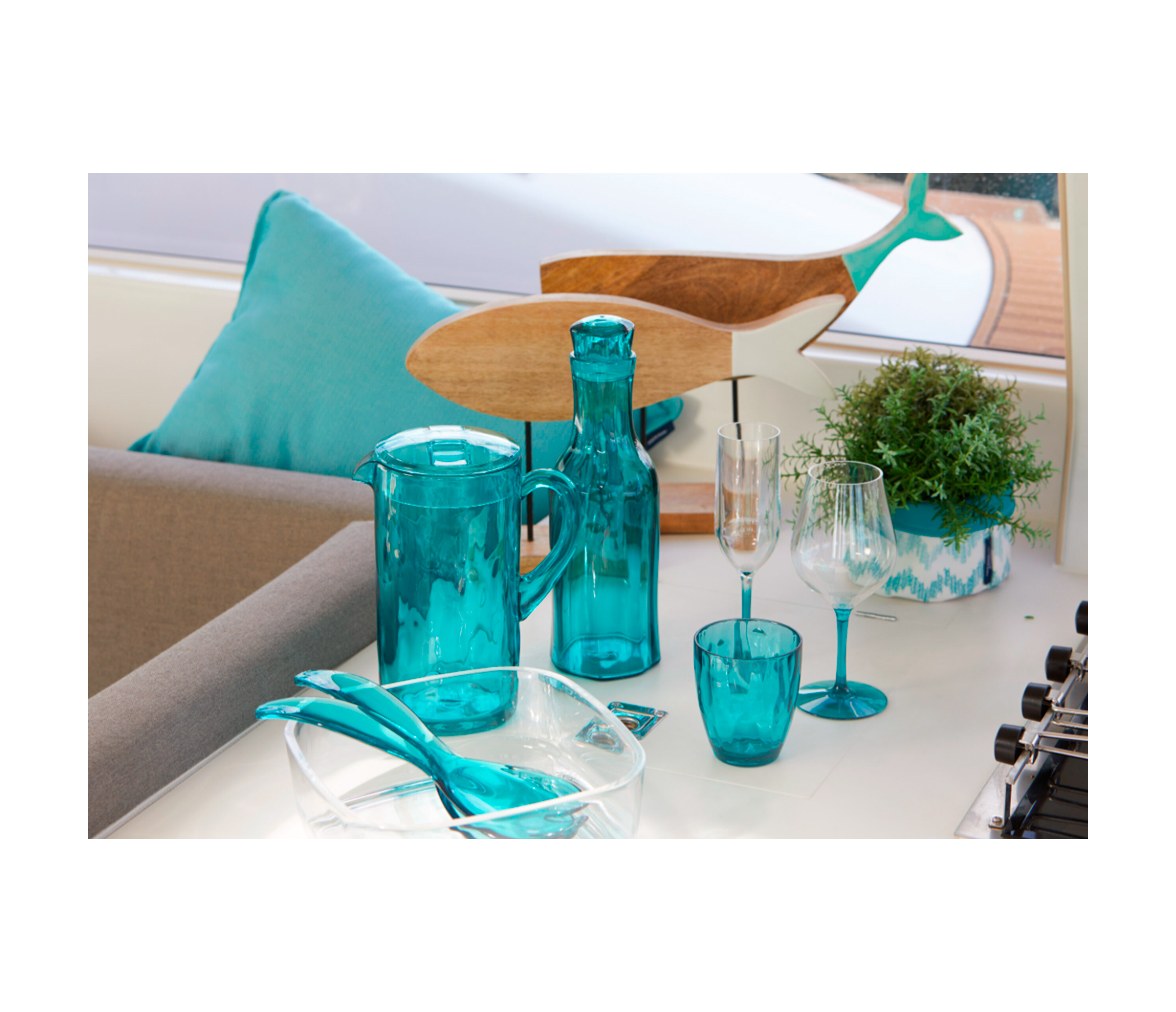 Marine Business Happy Turquoise Square Salad Bowl + Cutlery