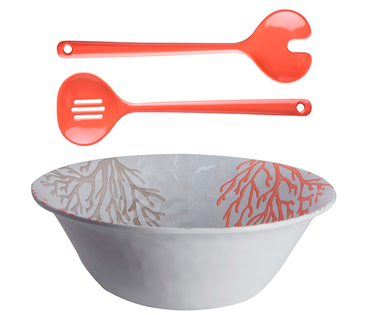 Marine Business Ensaladera + Cubiertos Melamina Harmony Coral