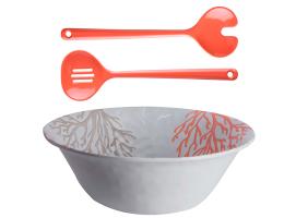 Marine Business Ensaladera + Cubiertos Melamina Harmony Coral