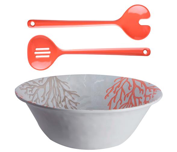 Marine Business Ensaladera + Cubiertos Melamina Harmony Coral