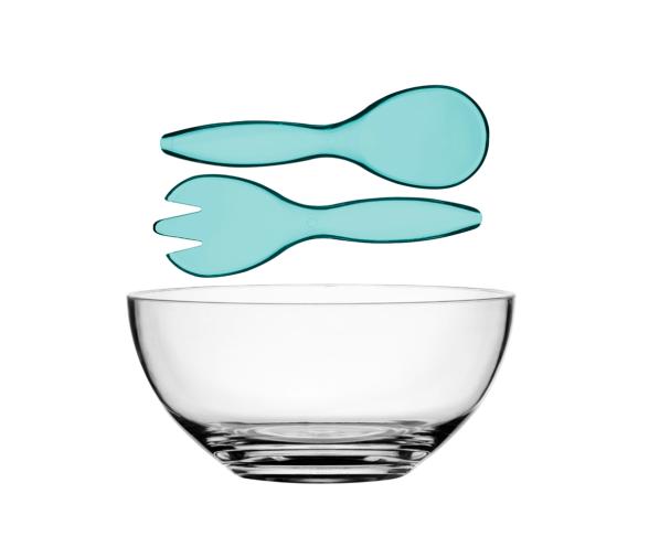 Marine Business Ensaladera Redonda + Cubiertos Bahamas Turquoise