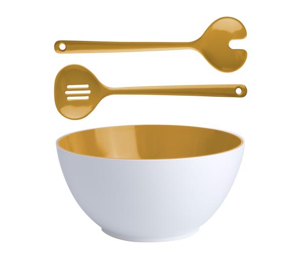 Marine Business Mustard Ensaladera con cubiertos de servicio