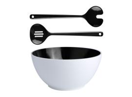 Marine Business Summer Negro Ensaladera con cubiertos de servicio