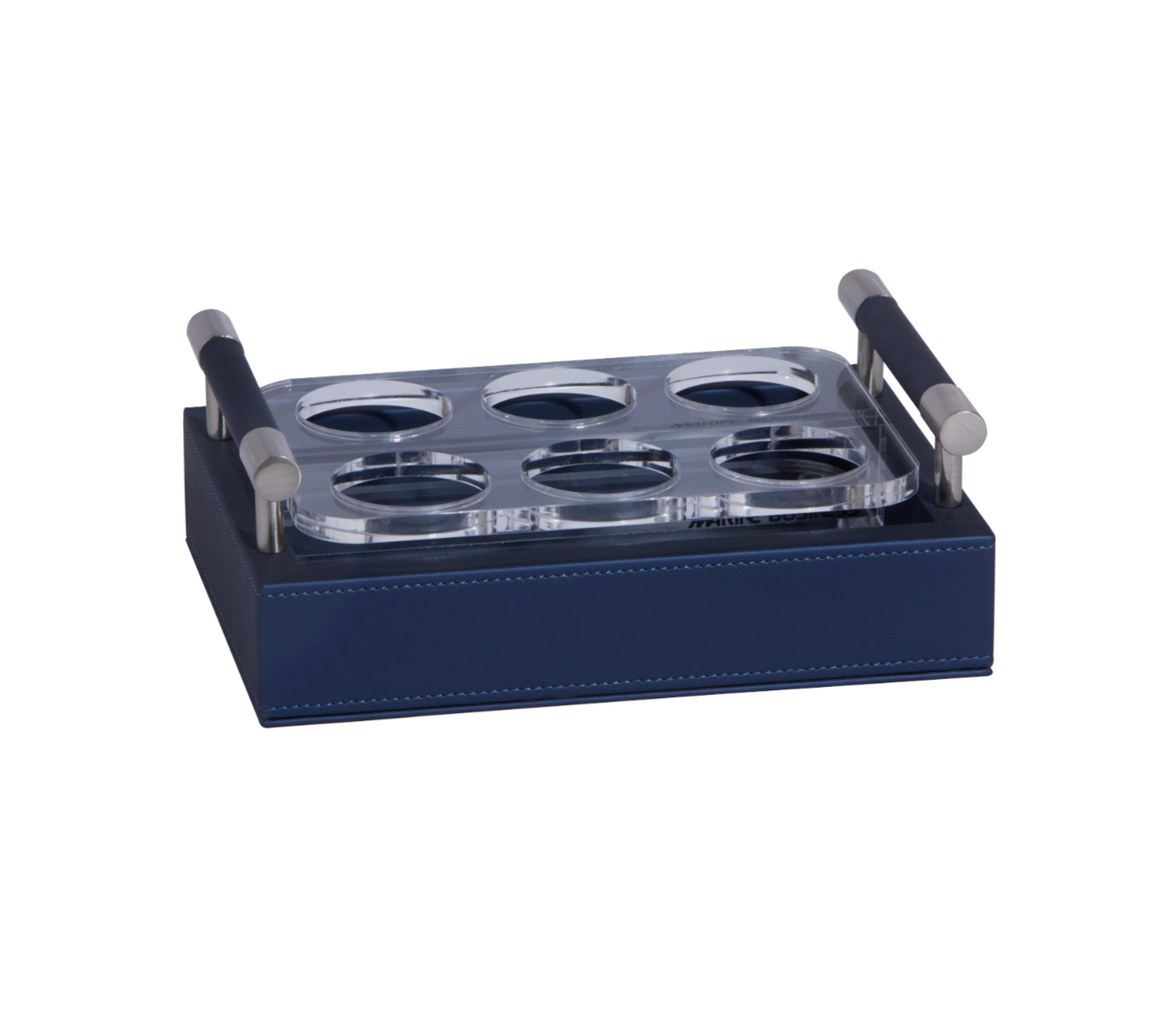 Marine Business Waves Tray Shot Glasses Holder Blue