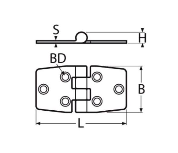 Marinetech Bisagra Cubierta Plástico Negra