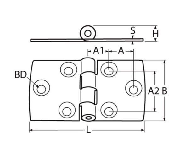 Marinetech Bisagra Simétrica Plástico Negra