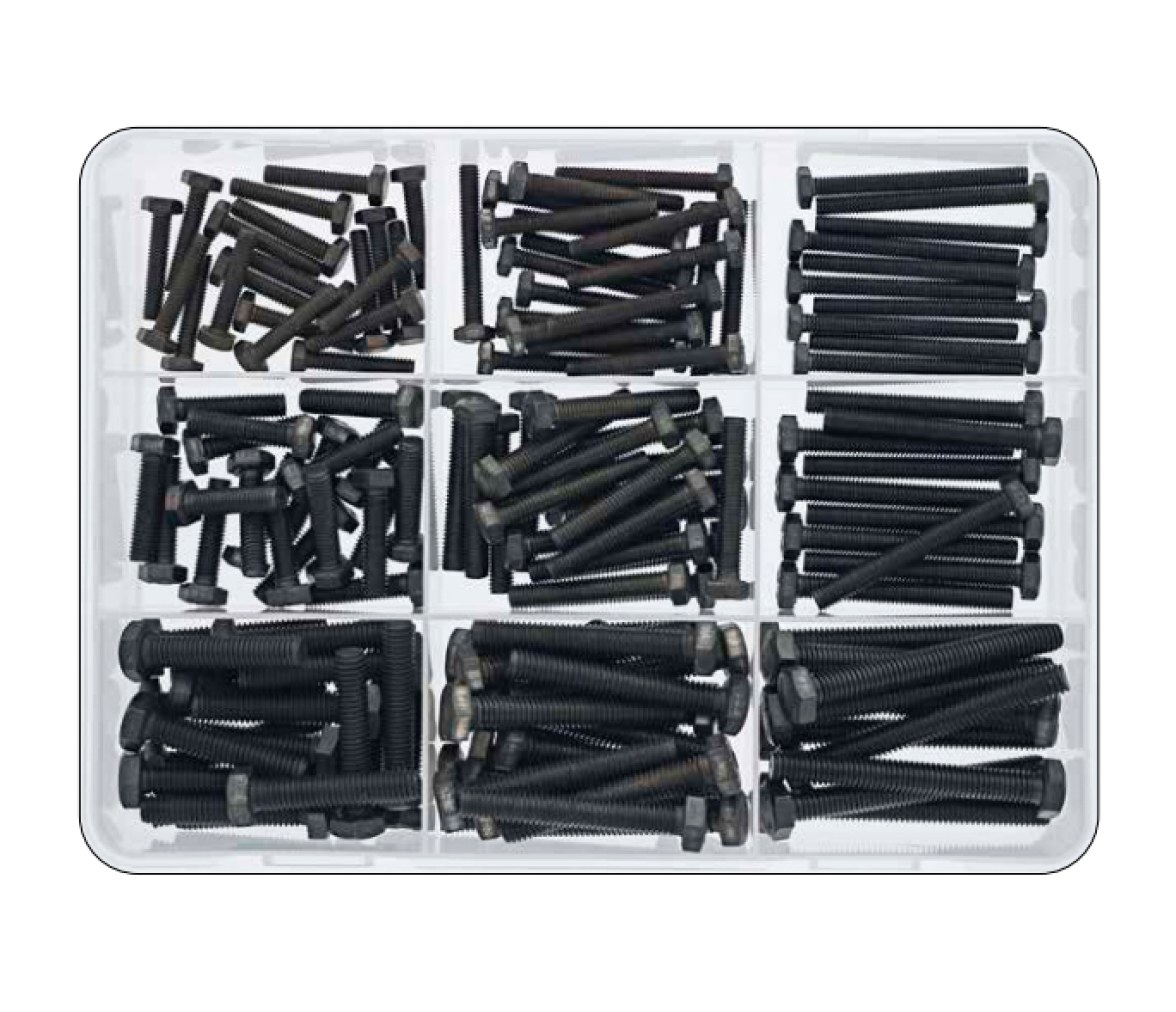 Kit Tornillos Negros Cabeza Hexagonal DIN 933 150 piezas
