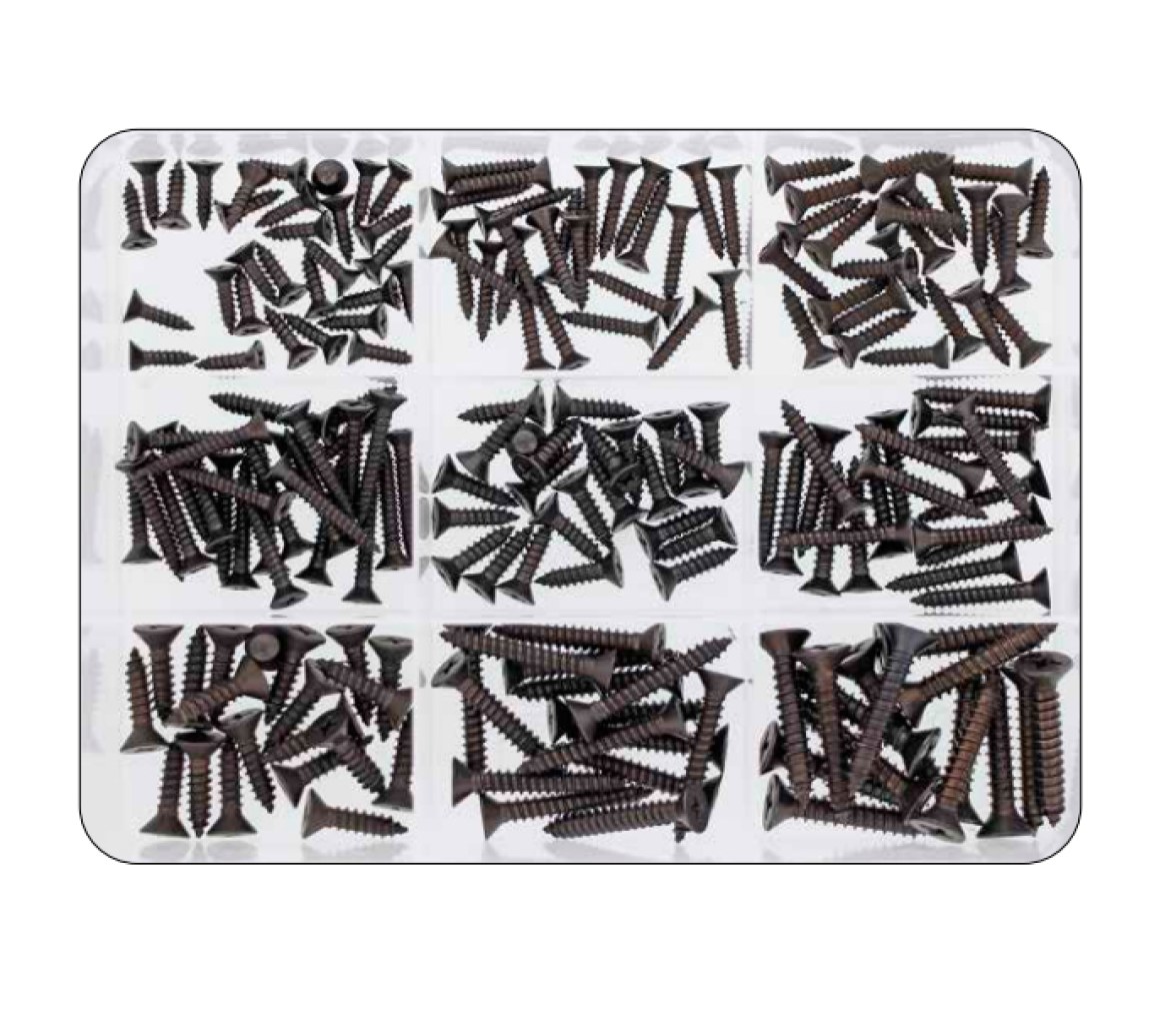Kit Tornillos Negros Philips Cabeza Avellanada  DIN 7982 200 piezas