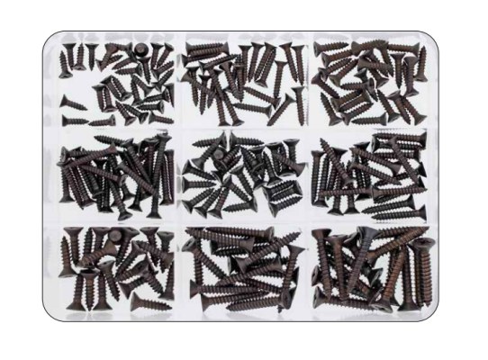 Kit Tornillos Negros Philips Cabeza Avellanada  DIN 7982 200 piezas