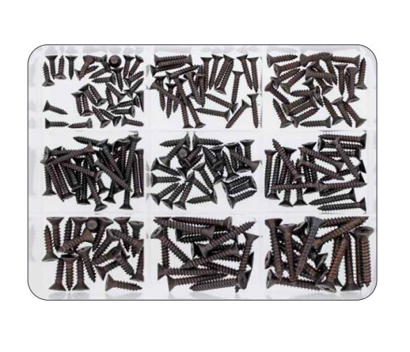 Marinetech Kit Tornillos Negros Philips Cabeza Avellanada  DIN 7982 200 piezas