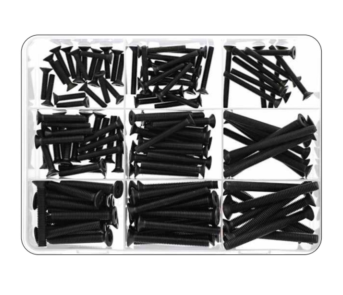 Kit Tornillos Negros  Torx con Cabeza Avellanada ISO 14581 155 piezas