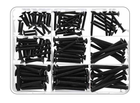 Kit Tornillos Negros  Torx con Cabeza Avellanada ISO 14581 155 piezas