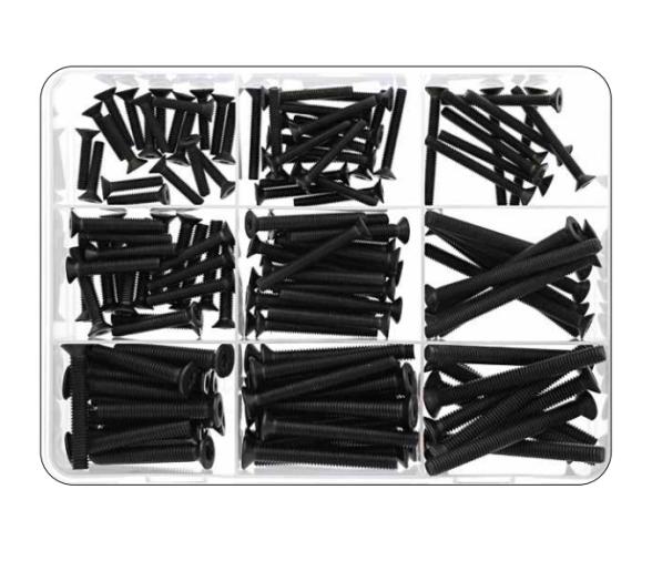 Marinetech Kit Tornillos Negros  Torx con Cabeza Avellanada ISO 14581 155 piezas