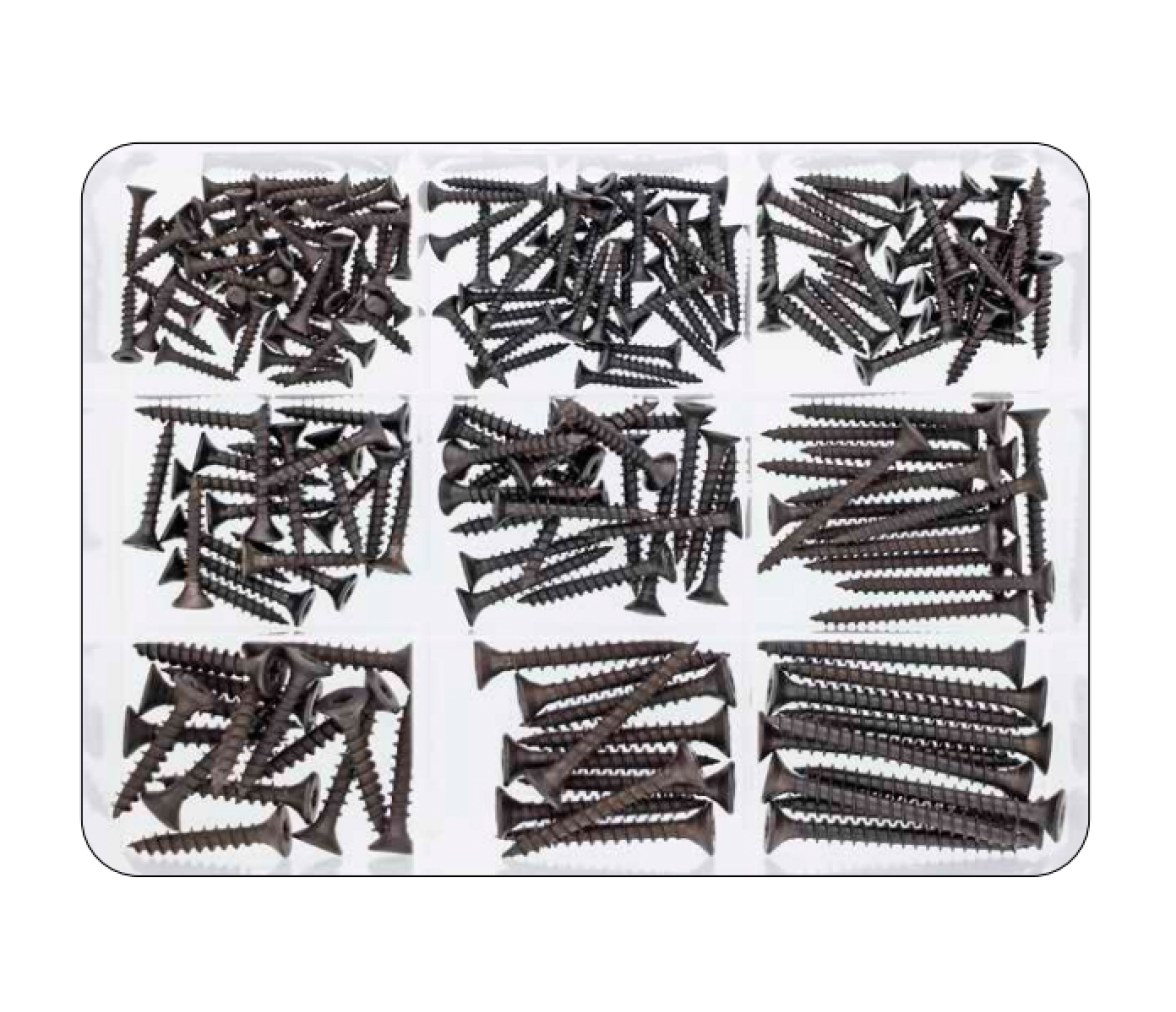 Kit Tornillos Philips Cabeza Redonda 200 piezas Negro 9047