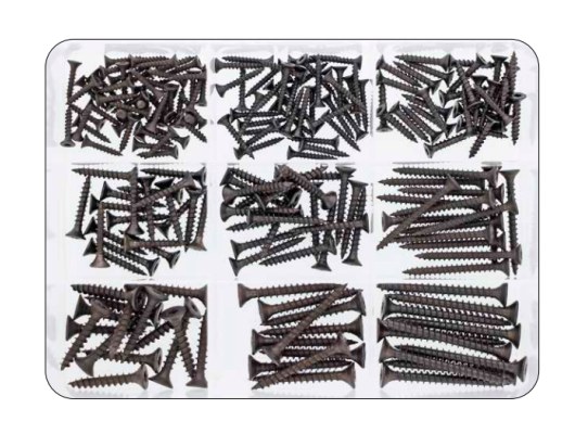 Kit Tornillos Philips Cabeza Redonda 200 piezas Negro 9047